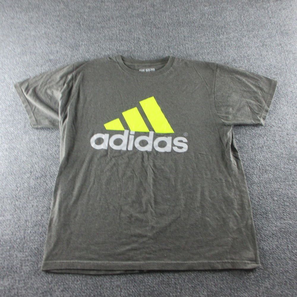 Adidas Shirt Mens L Gray The Go-To Tee Logo Graphic Short Sleeve Sports Athletic
